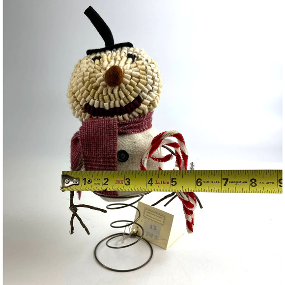 Vintage Snowman On A Spring With Candy Cane Christmas Winter Piece Sculpture - Picture 8 of 14